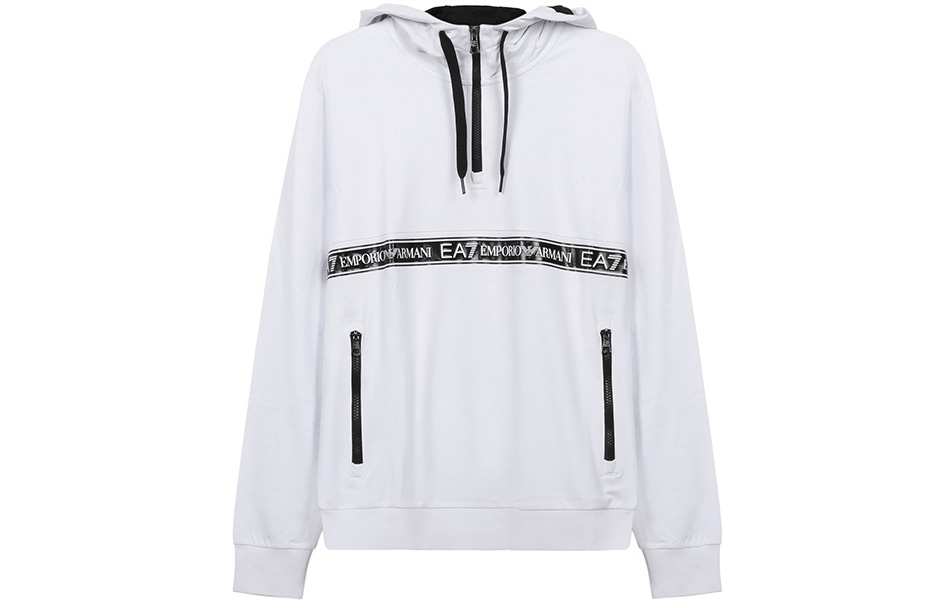 Emporio Armani EA7 White Logo Print Hoodie 3KPM26-PJ05Z-1100