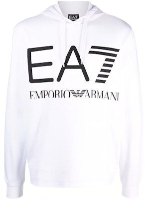 EMPORIO ARMANI EA7 White Logo Print Hoodie with Long Sleeves. 6KPM69-PJBWZ-1100 Buy EMPORIO ARMANI EA7 White Logo Print Hoodie with Long Sleeves. 6KPM69-PJBWZ-1100