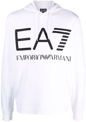 EMPORIO ARMANI EA7 White Logo Print Hoodie with Long Sleeves. 6KPM69-PJBWZ-1100 Order EMPORIO ARMANI EA7 White Logo Print Hoodie with Long Sleeves. 6KPM69-PJBWZ-1100