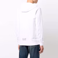Purchase EMPORIO ARMANI EA7 White Logo Print Hoodie with Long Sleeves. 6KPM69-PJBWZ-1100