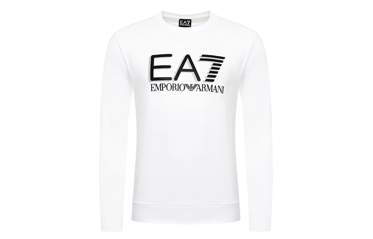 Emporio Armani EA7 White Logo Print Pullover Sweatshirt 3HPM60-PJ05Z-1100