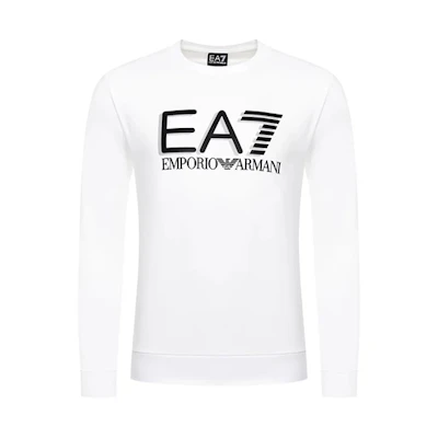 Emporio Armani EA7 White Logo Print Pullover Sweatshirt 3HPM60-PJ05Z-1100