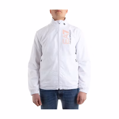 Emporio Armani EA7 White Logo Print Stand Collar Jacket 3KPB04-PN28Z-1100