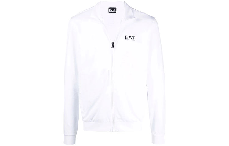 Emporio Armani EA7 White Logo Printed Zip-Up Casual Jacket 8NPM0-1PJ05Z-1100