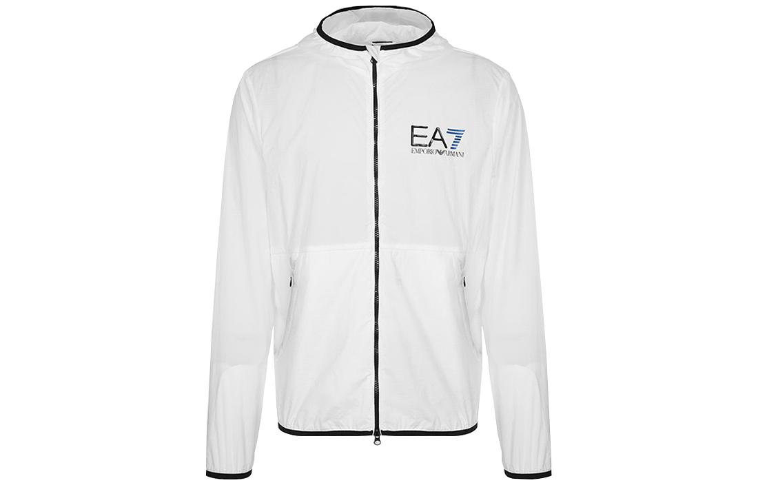 Emporio Armani EA7 White Logo Zip-Up Hoodie Jacket 3GPB09-PNN8Z-1100
