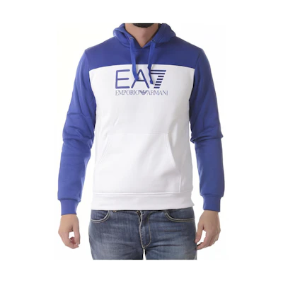 Emporio Armani EA7 White Pullover Colorblock Logo Sweatshirt 6YPM98-PJ07Z-1100