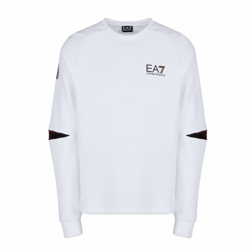 Emporio Armani EA7 White Pullover Sweatshirt with Logo Design 6HPM41-PJJ5Z-1100
