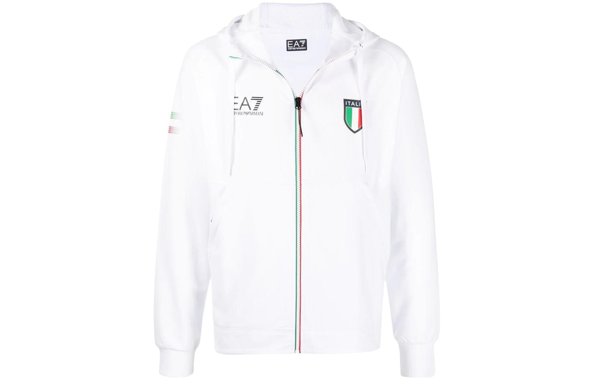 Emporio Armani EA7 White Zipper Jacket with Logo Print 8NPMC0-PCA6Z-1100