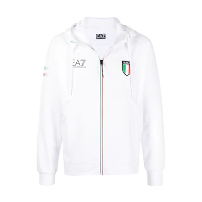 Emporio Armani EA7 White Zipper Jacket with Logo Print 8NPMC0-PCA6Z-1100