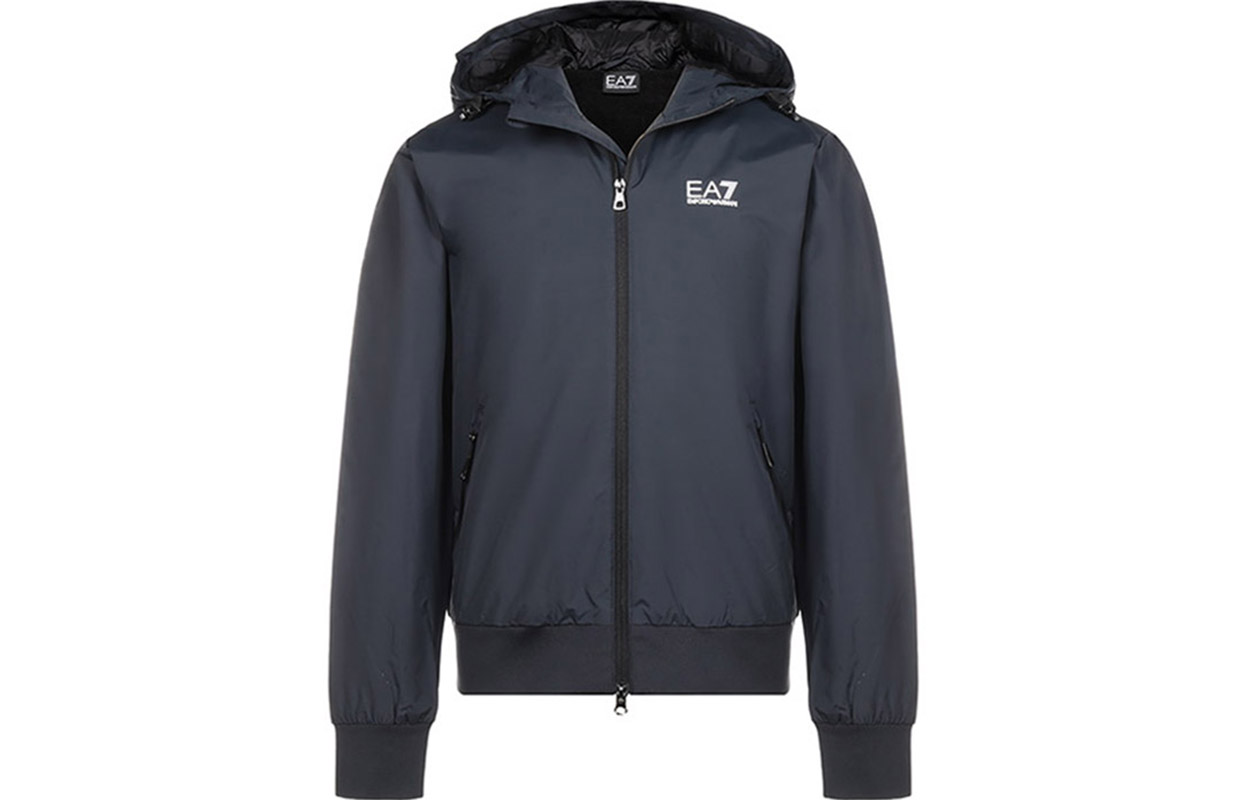 Emporio Armani EA7 Winter Fleece Hoodie Jacket Logo Solid Midnight Blue 6HPB02-PN27Z-1578