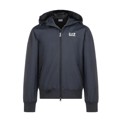 Emporio Armani EA7 Winter Fleece Hoodie Jacket Logo Solid Midnight Blue 6HPB02-PN27Z-1578