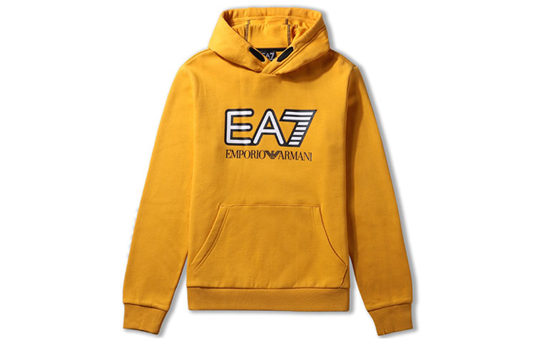 Emporio Armani EA7 Yellow Hoodie with Letter Print for Men 6HPM17-PJ07Z-1603