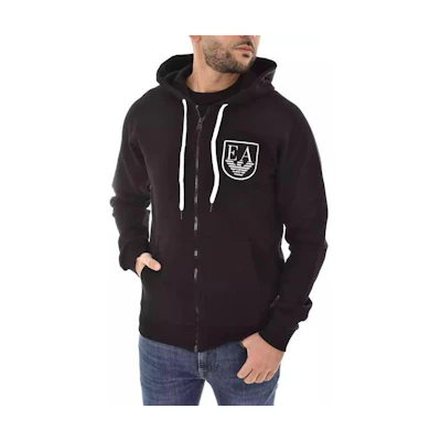 Emporio Armani EA Black Letter Hoodie Zip Jacket Long Sleeve Outerwear 111835-3R573-00020