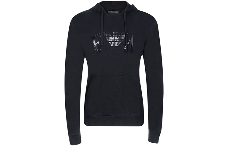 Emporio Armani EA FW22 Black Pullover Sweatshirt with Logo Print for Men 111753-1P571-00020