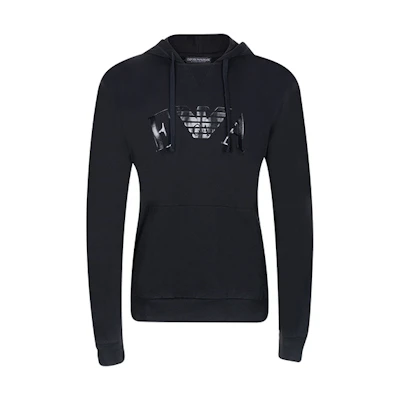 Emporio Armani EA FW22 Black Pullover Sweatshirt with Logo Print for Men 111753-1P571-00020