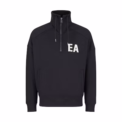 Emporio Armani EA FW22 Logo Half-Zip Oversized Sweatshirt Black Long Sleeve 6L1MM01-JQNZ1-0920