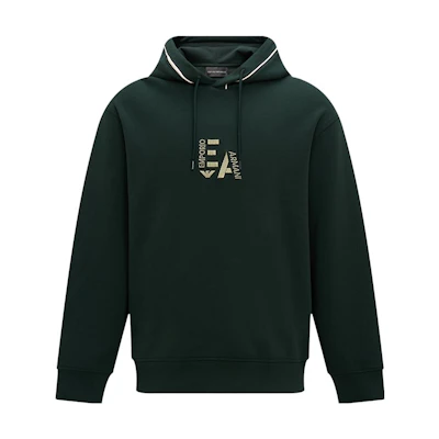 EMPORIO ARMANI EA FW23 Green Hoodie with Solid Logo Embroidery. 6R1ME5-1JHSZ-05B9