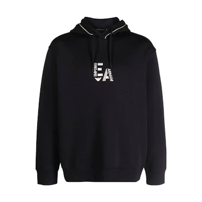EMPORIO ARMANI EA FW23 Letter Print Pullover Hoodie Men’s Navy Blue. 6R1ME5-1JHSZ-09Q6