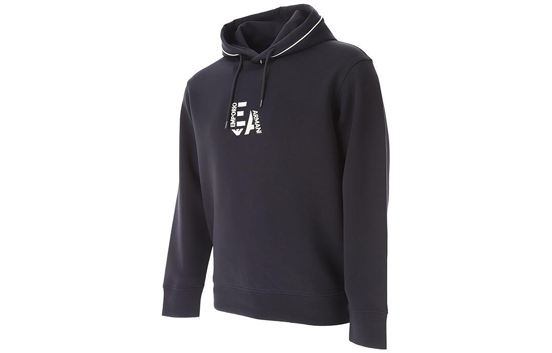 Shop EMPORIO ARMANI EA FW23 Letter Print Pullover Hoodie Men’s Navy Blue. 6R1ME5-1JHSZ-09Q6