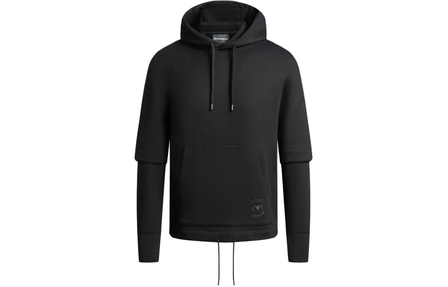 EMPORIO ARMANI EA FW23 Solid Color Hooded Pullover Casual Long Sleeve  Hoodie 6R1MBX-1JWPZ-0999