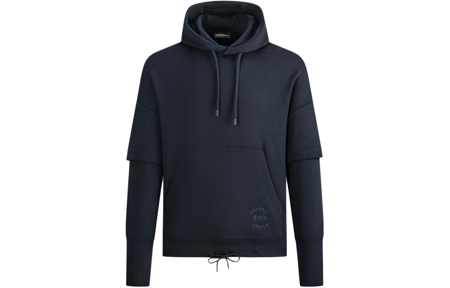 EMPORIO ARMANI EA FW23 Solid Color Hooded Pullover Casual Long Sleeve  Hoodie 6R1MBX-1JWPZ-0999 圖 8