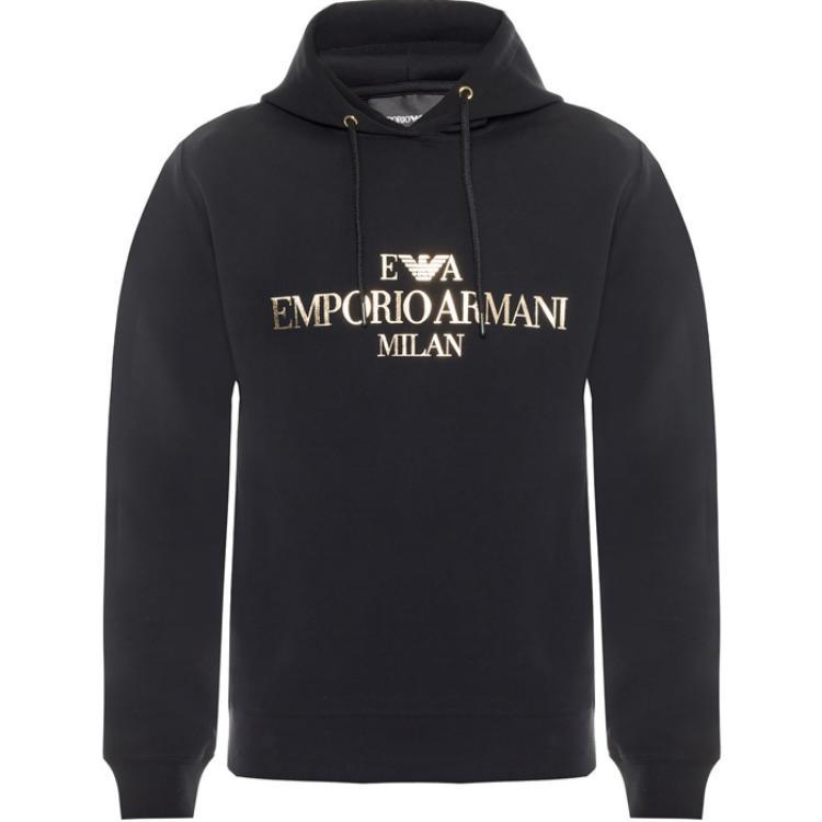 Emporio Armani EA Logo Print Black Hoodie for Men 6G1MP1-1JHSZ-0999