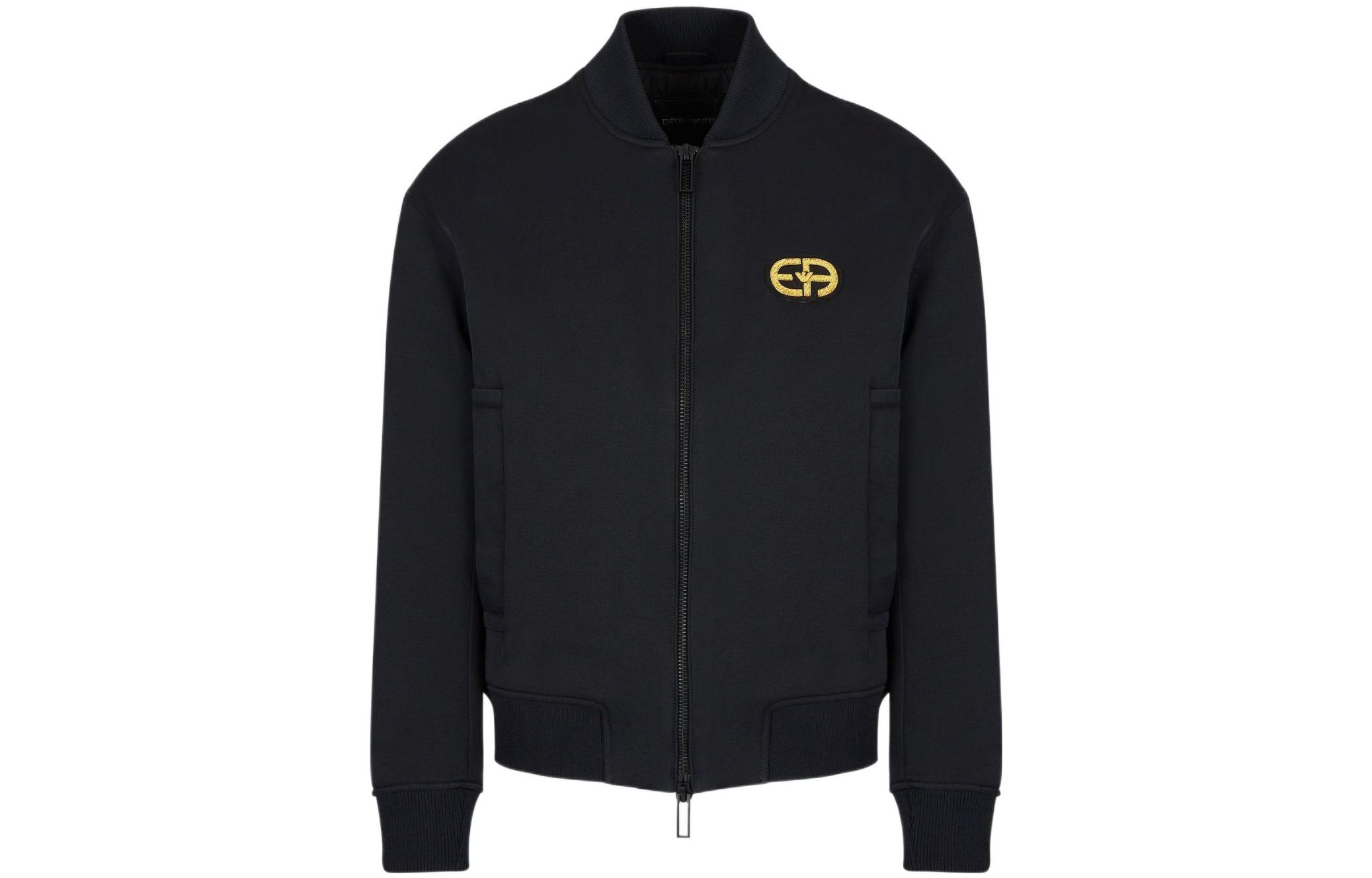 Emporio Armani EA SS22 Black Patch Logo Zip-Up Bomber Jacket . 6L1BM2-1NKTZ-0999