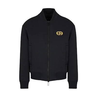 Emporio Armani EA SS22 Black Patch Logo Zip-Up Bomber Jacket . 6L1BM2-1NKTZ-0999