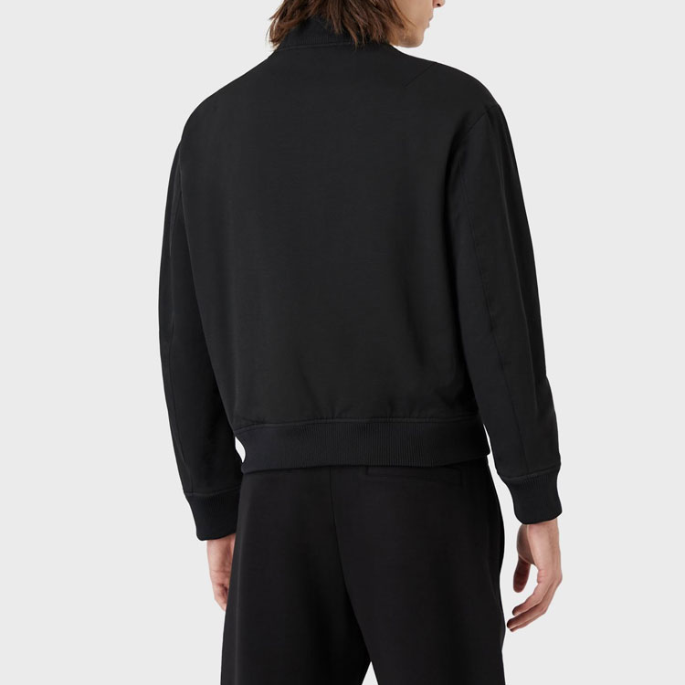 Shop Emporio Armani EA SS22 黑色徽标拉链飞行夹克. 6L1BM2-1NKTZ-0999
