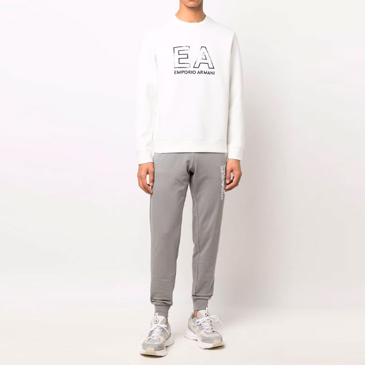 Emporio Armani EA SS22 White Distressed Logo Pullover Sweatshirt 3L1MFG-1JHSZ-0117 圖 3