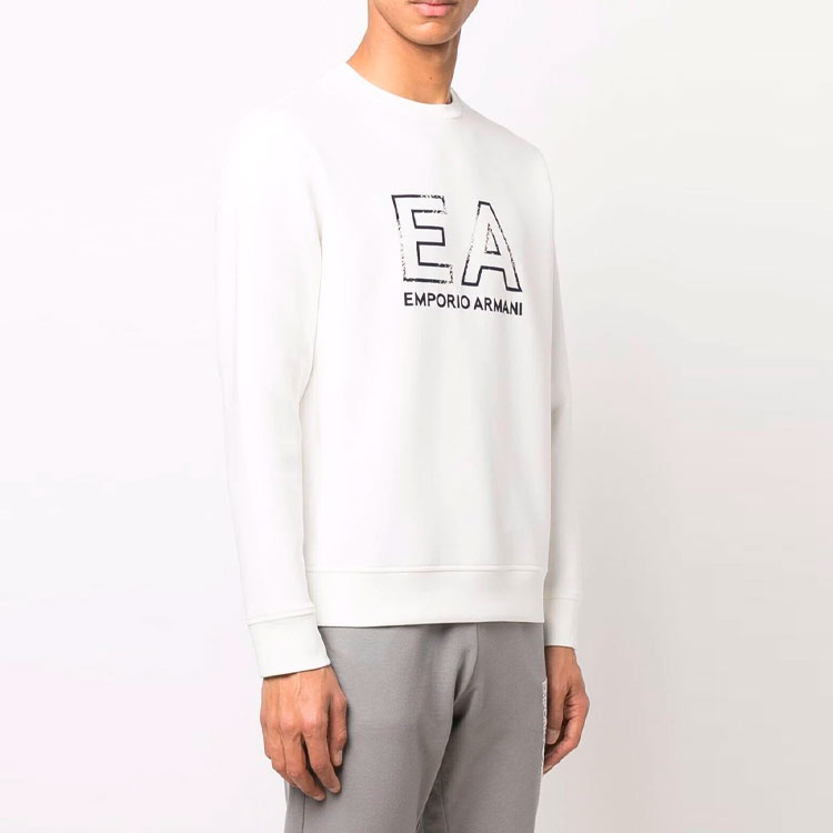 Emporio Armani EA SS22 White Distressed Logo Pullover Sweatshirt 3L1MFG-1JHSZ-0117 圖 5
