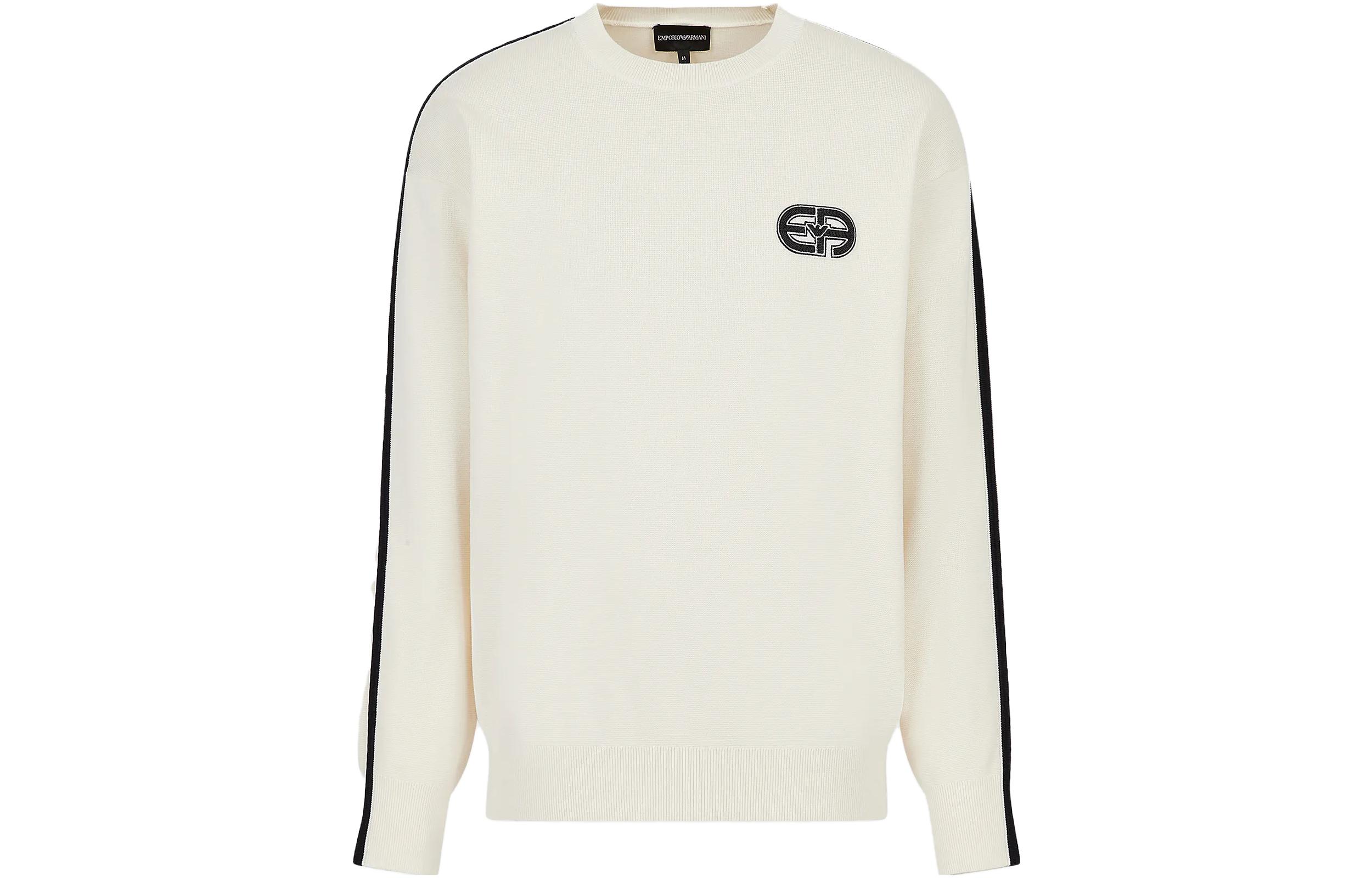 Emporio Armani EA SS23 Striped Detail Crewneck Sweatshirt Men Off-White 3R1MXQ-1MFPZ-0128
