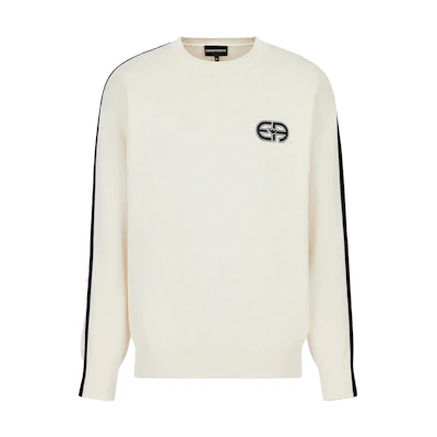 Emporio Armani EA SS23 Striped Detail Crewneck Sweatshirt Men Off-White 3R1MXQ-1MFPZ-0128