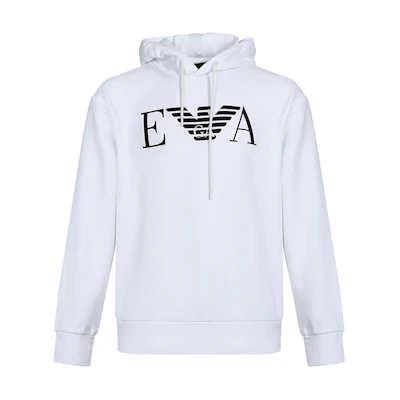 Emporio Armani EA White Cotton Hoodie Sweatshirt 6G1MG5-1J36Z-0100