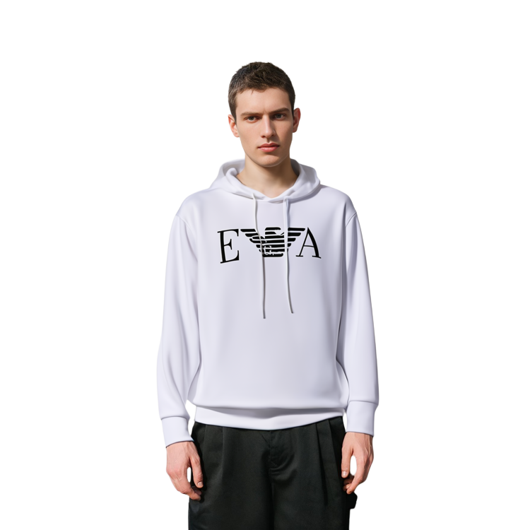 Emporio Armani EA White Cotton Hoodie Sweatshirt 6G1MG5-1J36Z-0100 圖 4