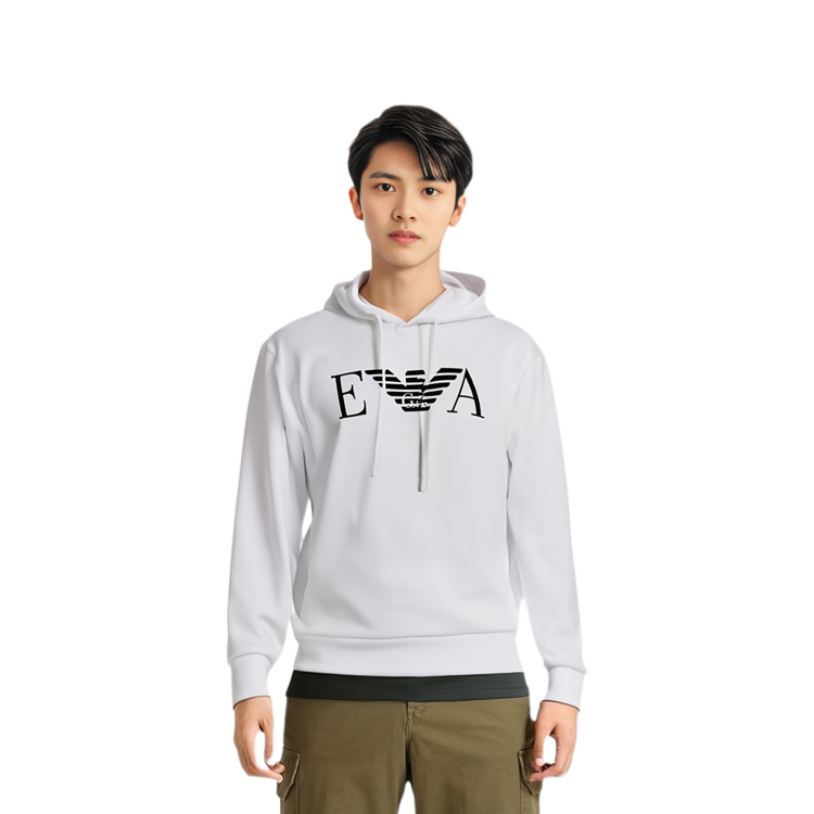 Emporio Armani EA White Cotton Hoodie Sweatshirt 6G1MG5-1J36Z-0100 圖 6