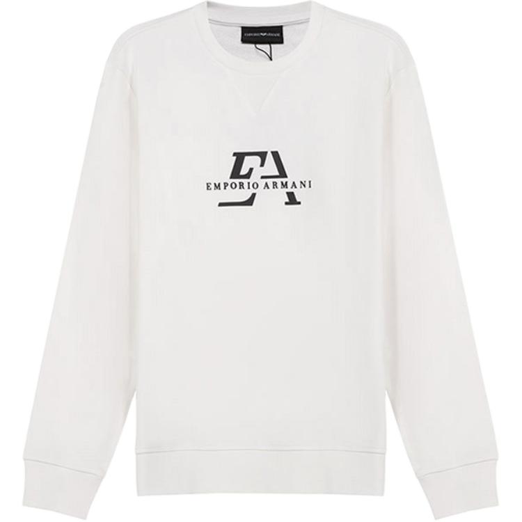 Emporio Armani EA White Logo Print Crewneck Sweatshirt 3K1MD6-1JTNZ-0101