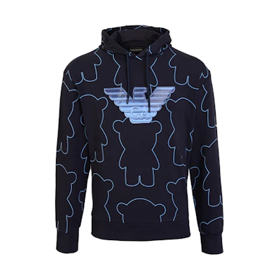 Emporio Armani Eagle Logo Navy Blue Hooded Pullover Sweatshirt 3H1M97-1J36Z-F936