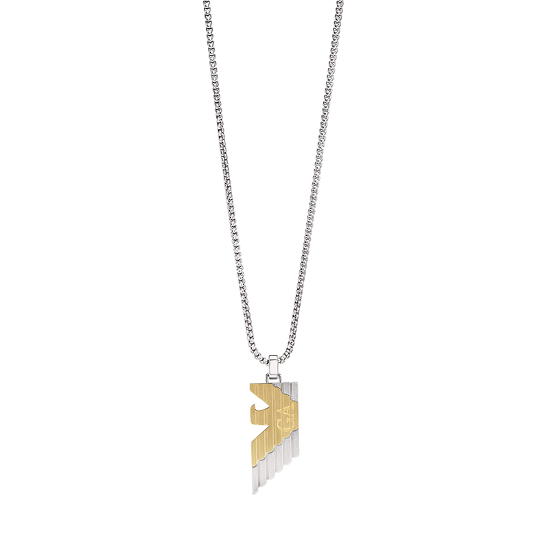 Emporio Armani Eagle Logo Necklace Gold/Silver Hip-Hop Style Stainless Steel EGS3073040