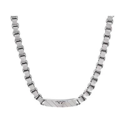 Emporio Armani Eagle Pendant Cuban Chain Necklace in Stainless Steel Silver EGS2922040