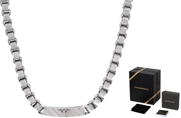 Rantai Leher Emporio Armani Eagle Pendant Cuban Keluli Tahan Karat Perak EGS2922040 Shop Rantai Leher Emporio Armani Eagle Pendant Cuban Keluli Tahan Karat Perak EGS2922040