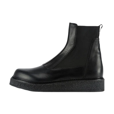 Emporio Armani Elastic Insert Leather Ankle Boot 'Black'