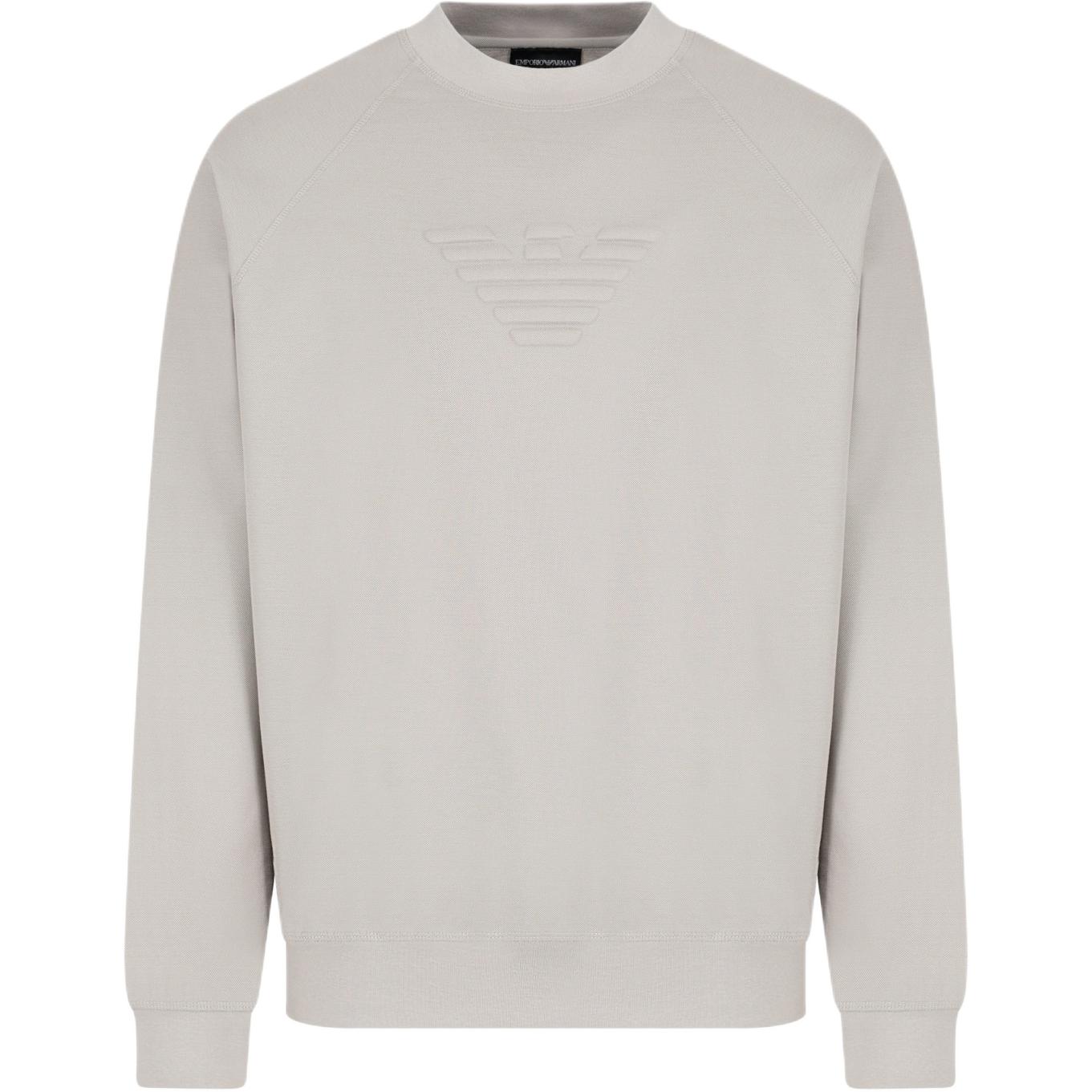 Emporio Armani Embossed Eagle Crewneck Sweatshirt Pearl Grey 6D1M7S-1JHFZ-0628