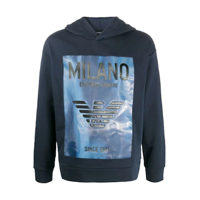 Emporio Armani Embossed Logo Hoodie Navy Blue for Men 3H1M90-1J36Z-0922