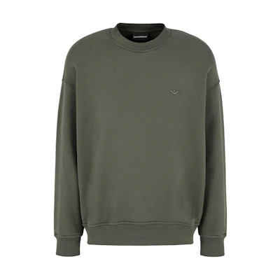 Emporio Armani Embroidered Eagle Logo Crewneck Sweatshirt Brown Green Mens 6D1MD4-1JTAZ-06K0