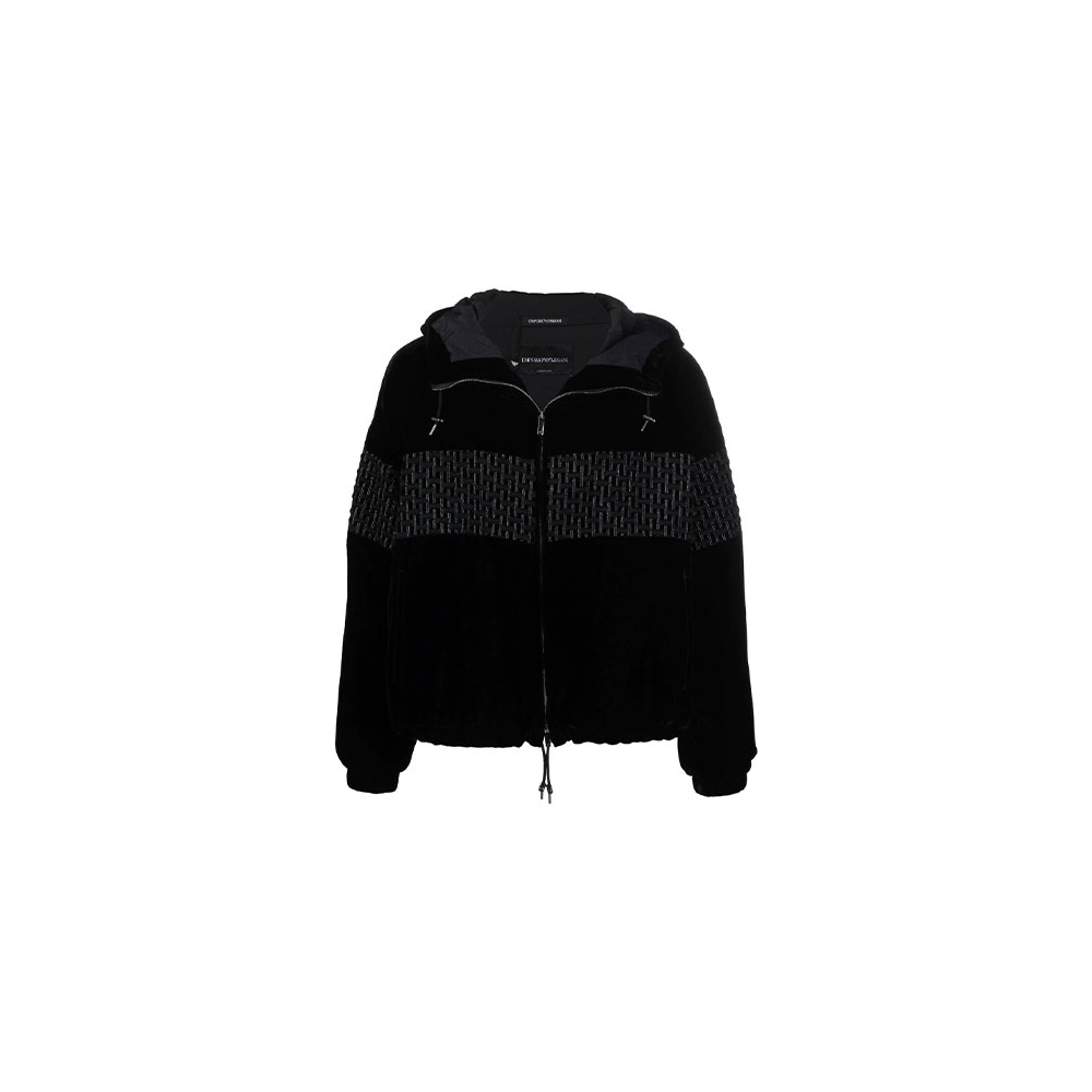 Emporio Armani Embroidered Hooded Jacket Black B1R380-B1182-999