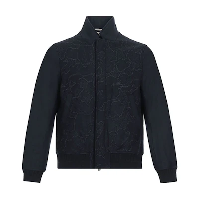 Emporio Armani Embroidered Knit Zip Jacket Navy Blue 6Z1BP3-1NGJZ-0920