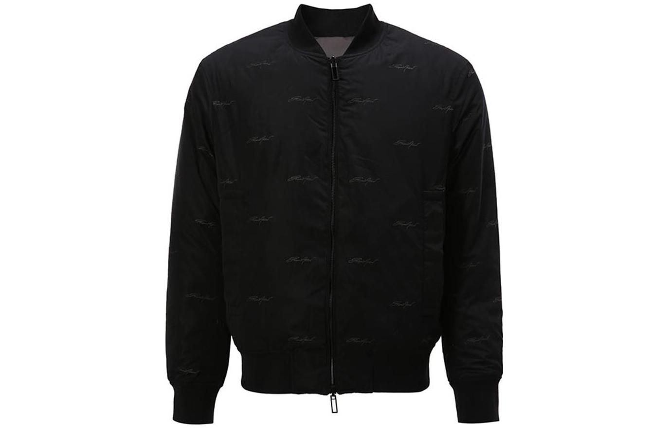 Lookbook 엠포리오 아르마니 자수 패턴 베이스볼 칼라 지퍼 자켓. 6K1B96-1NPEZ-0025