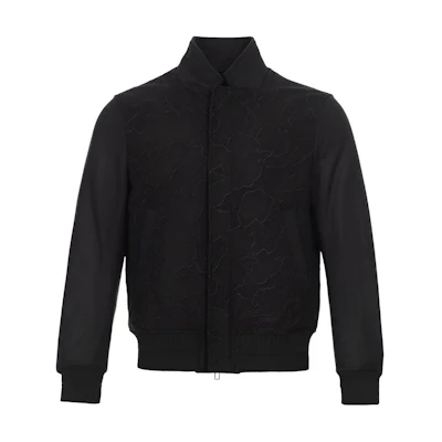 Emporio Armani Embroidered Pattern Blended Jacket Black Coat 6Z1BP3-1NGJZ-0999