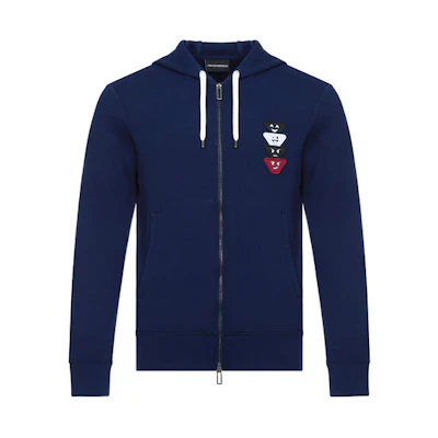 Emporio Armani Emoji Graphic Zip Hoodie Men’s Blue 6Z1BS3-1JTYZ-0934